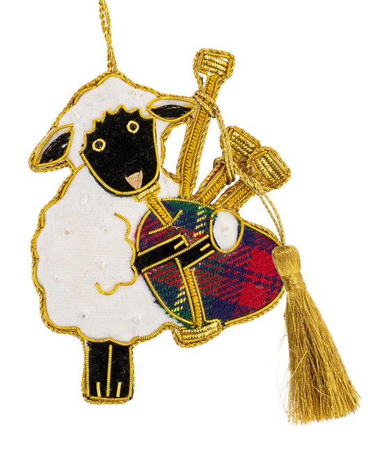 Bagpiping Sheep Christmas Decoration
