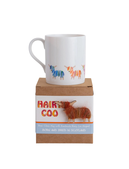 Hairy Coo Highland Cow Mug with Fridge Magnet