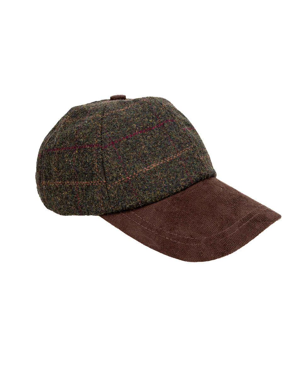 Tweed Suede Baseball Cap Green Box Tweed