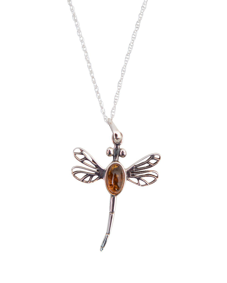 Outlander Inspired Amber Dragonfly Pendant