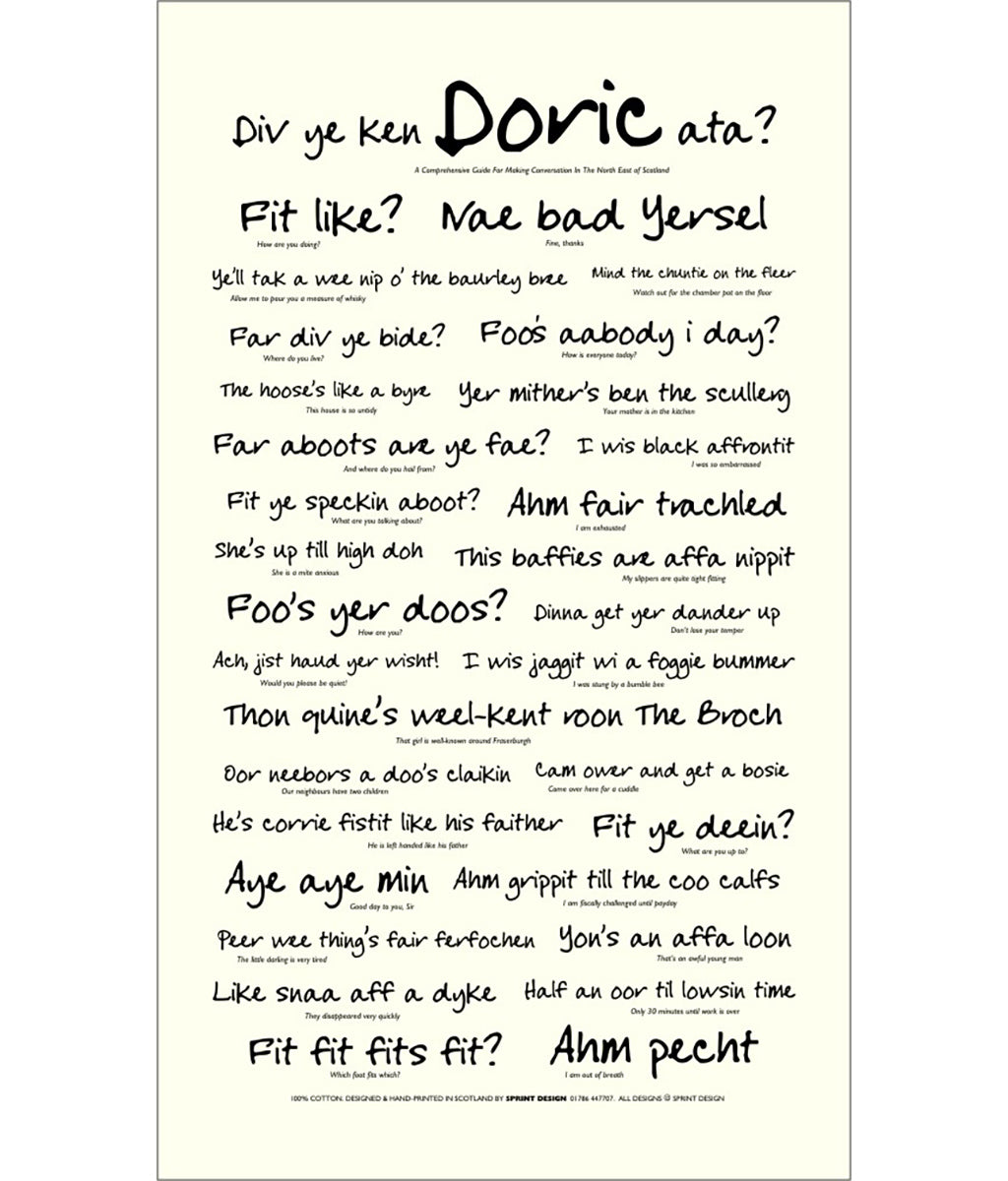 Text poster in Doric with a white background