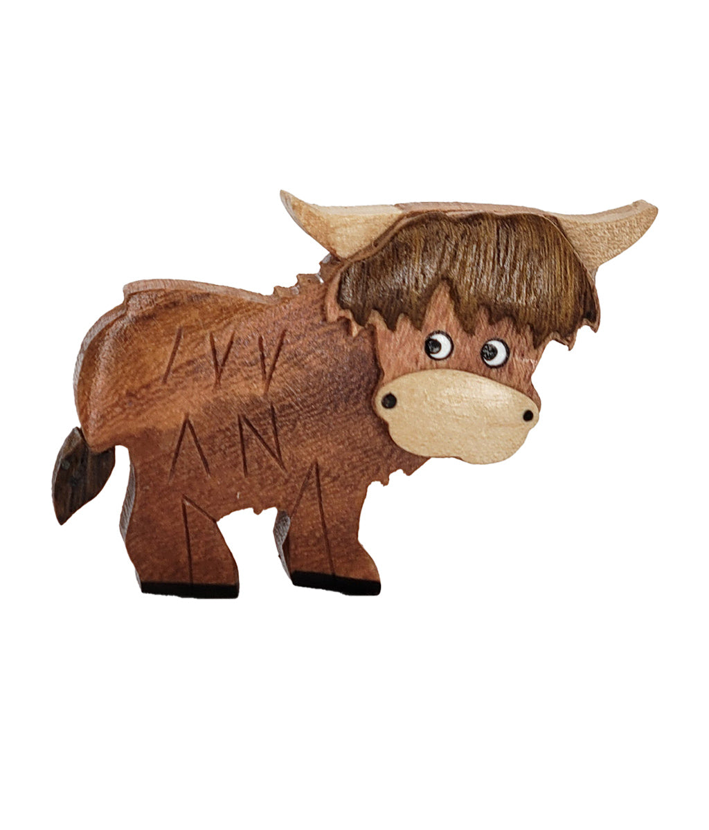 Highland Cow Wooden Fridge Magnet - Short Hair
