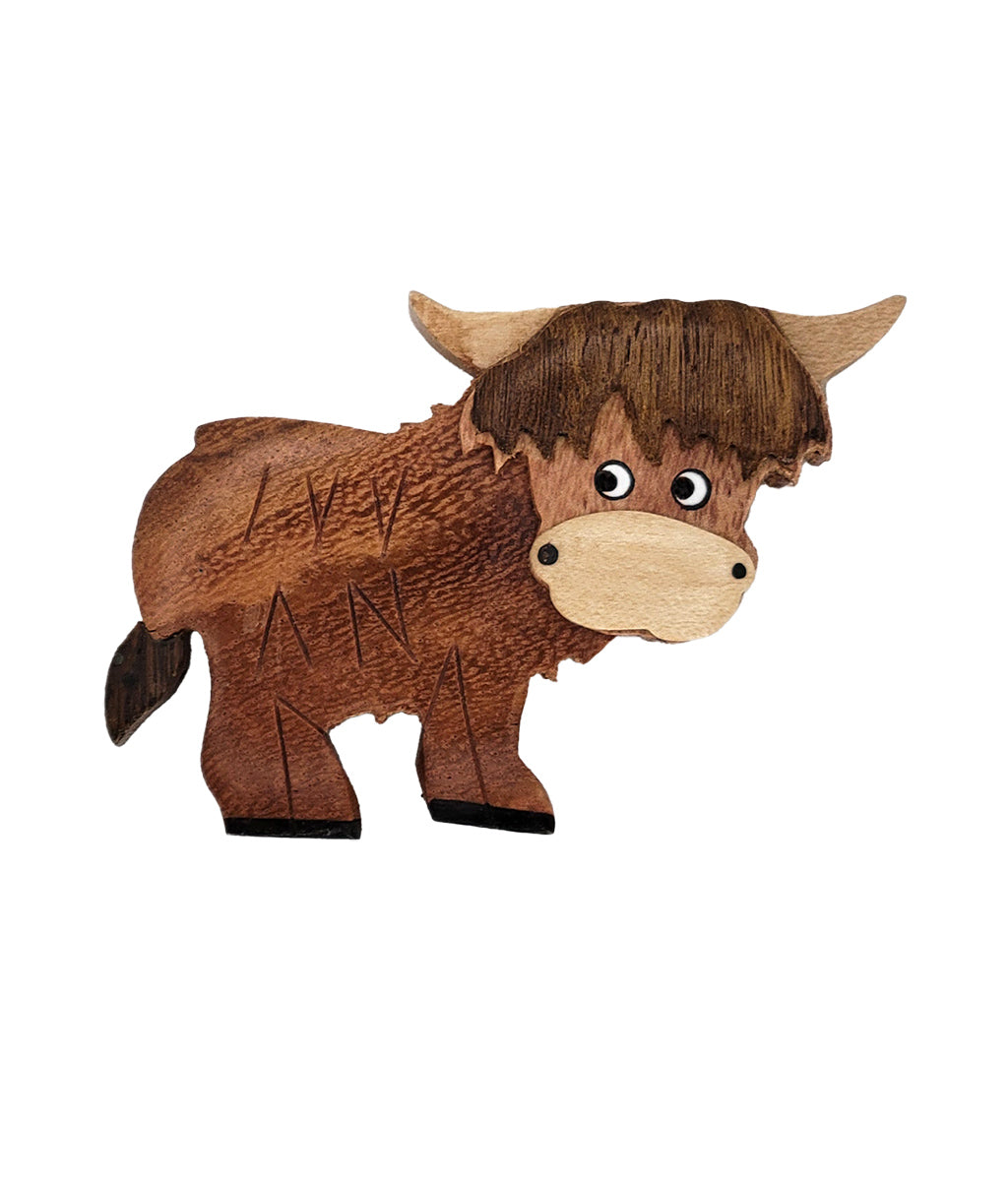 Highland Cow Wooden Fridge Magnet - Short Hair