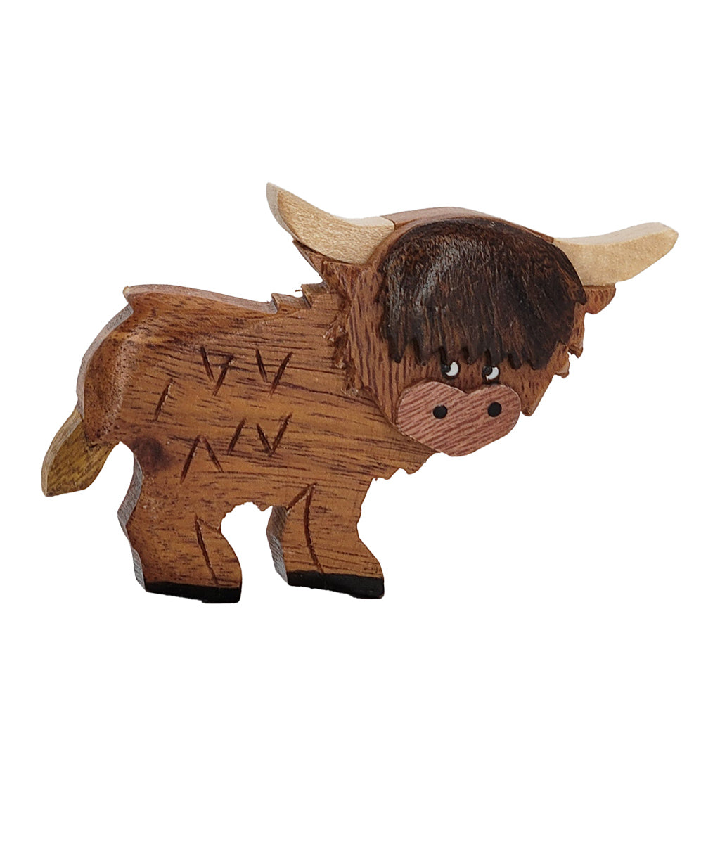 Highland Cow Wooden Fridge Magnet - Long Hair