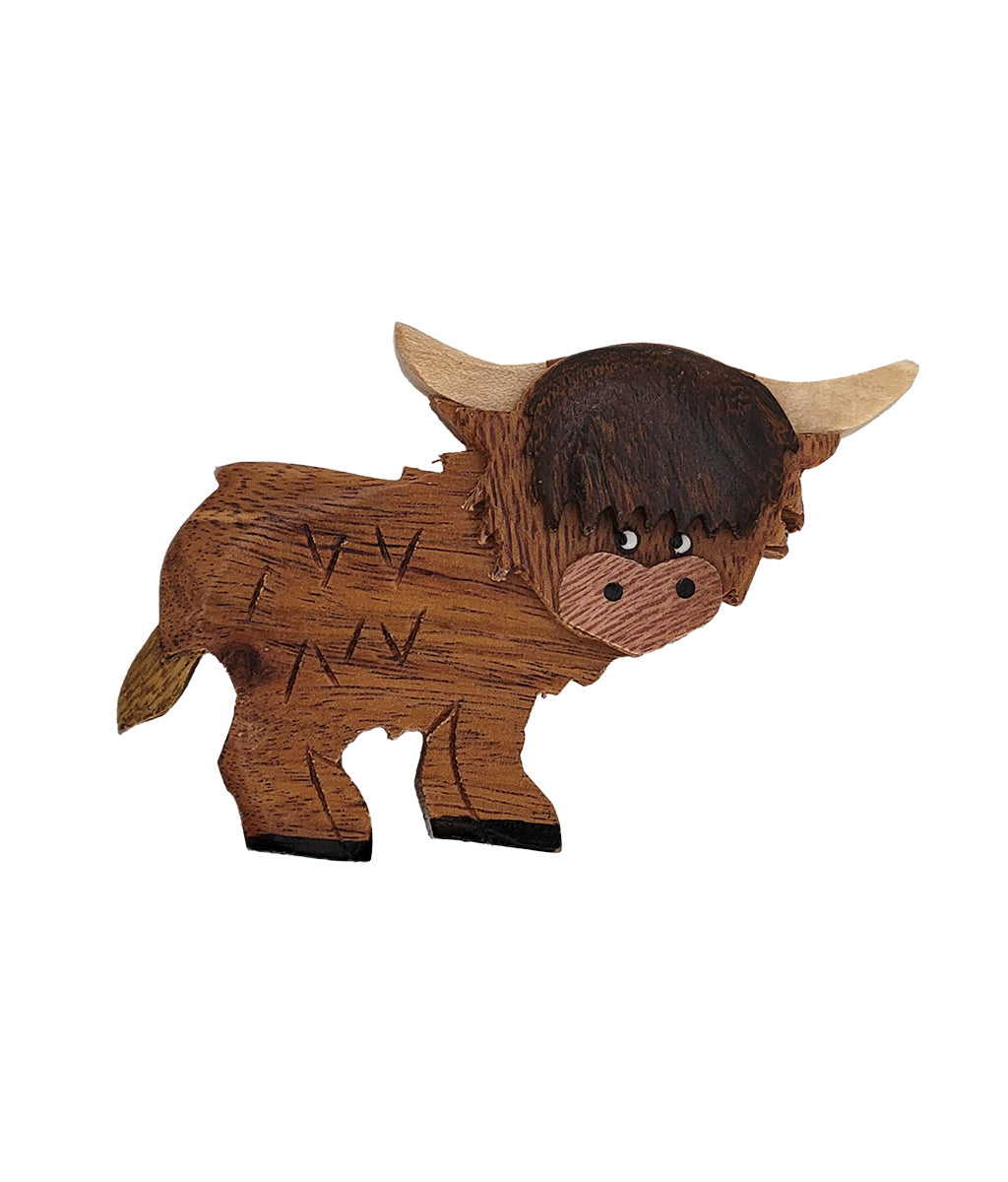 Highland Cow Wooden Fridge Magnet - Long Hair