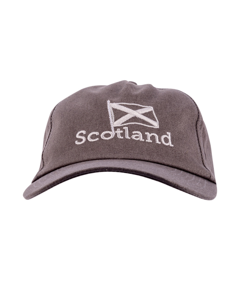 Gray cap with 'Scotland' and a saltire design on a white background
