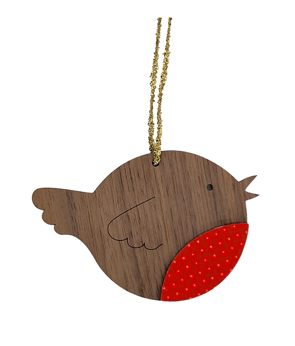 Robin Wooden Hanging Christmas Decoration