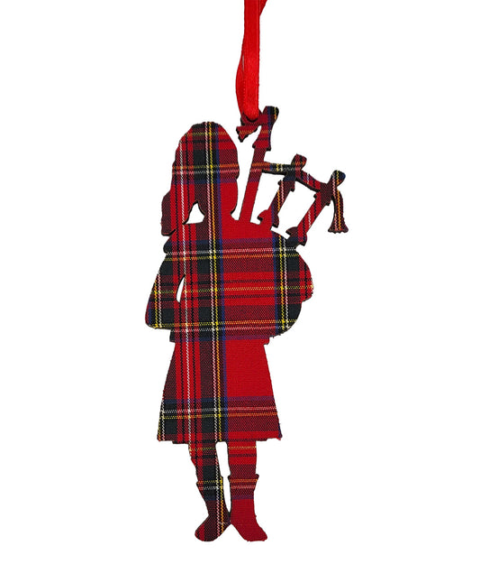 Scottish Piper Royal Check Christmas Decoration