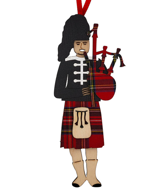 3D Scottish Piper Royal Check Christmas Decoration