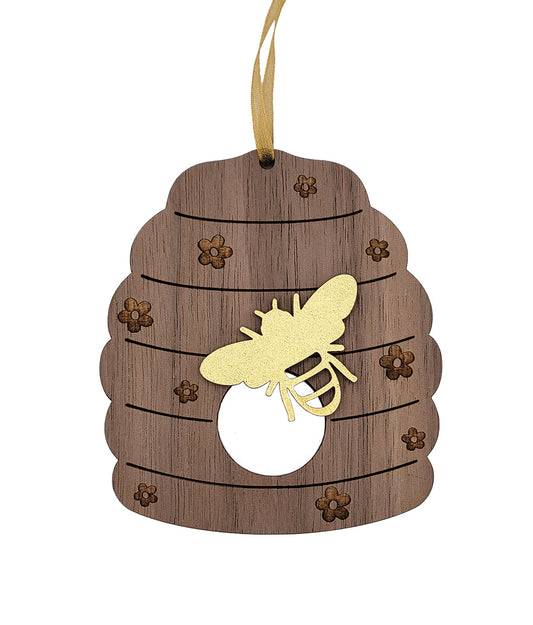 Bee Hive Wooden Hanging Christmas Decoration