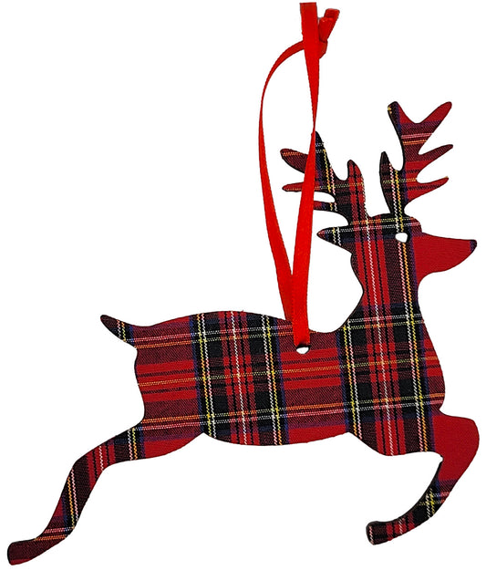 Leaping Stag Royal Check Christmas Decoration