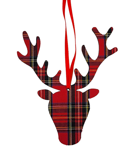 Stags Head Royal Check Christmas Decoration