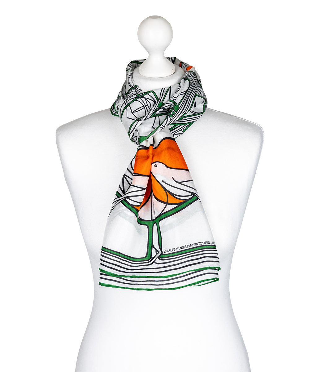 Mackintosh Lady With The Dove Silk Scarf - 100% Silk Woven Scarf
