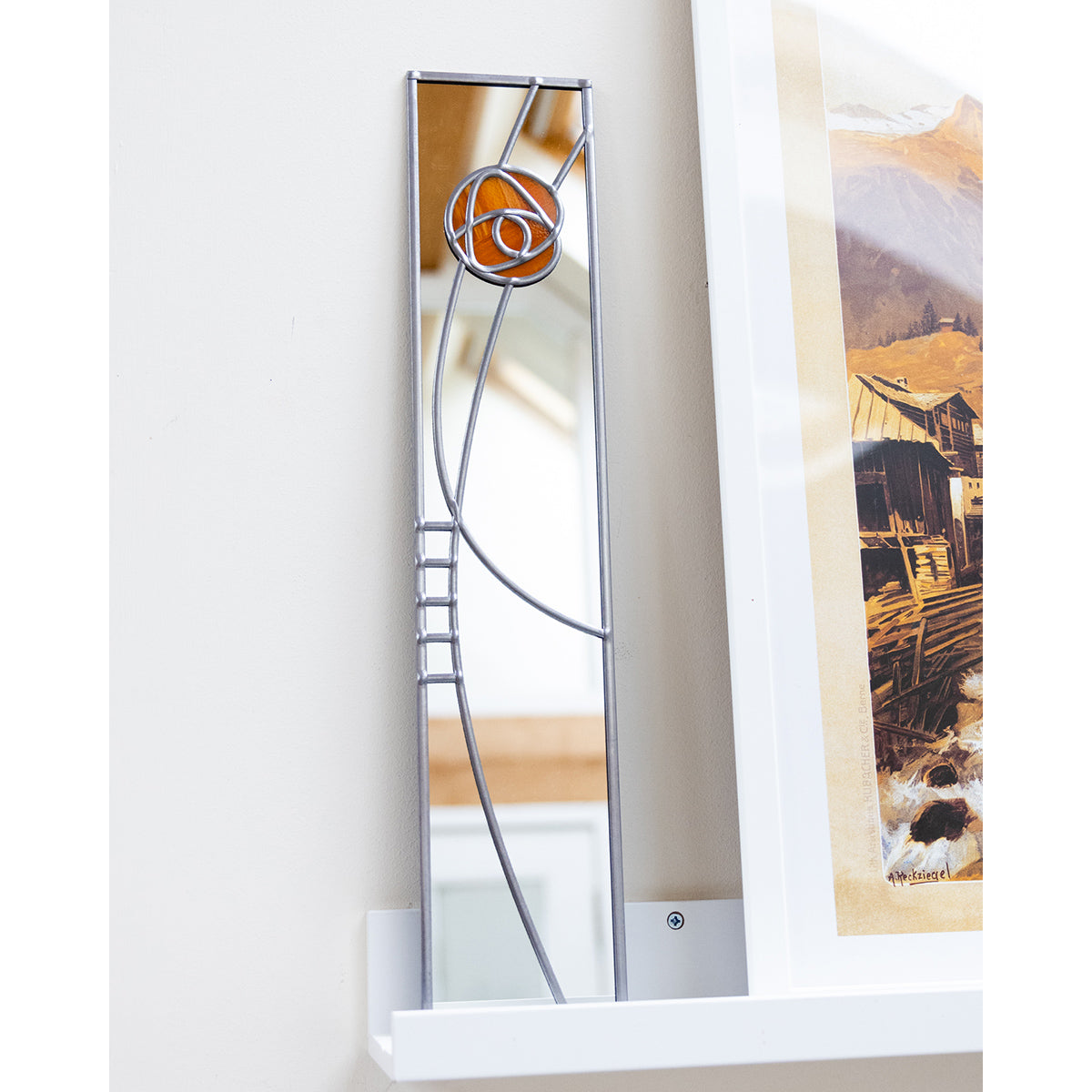 Charles Rennie Mackintosh Slim Mirror Wild Rose in Burned Orange