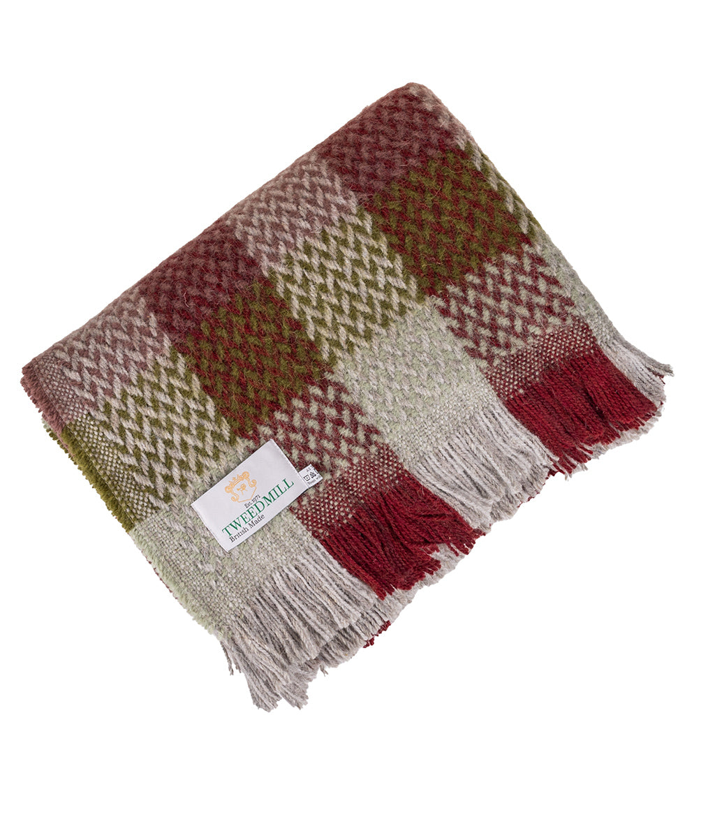 Recycled Celtic Weave Throw - Red Olive