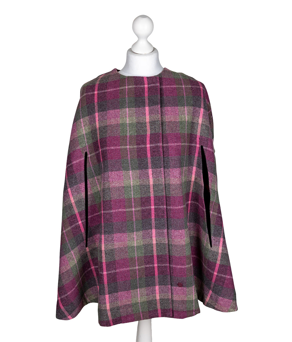 Earth Squared Berry Tweed Wrap on a mannequin against a white background