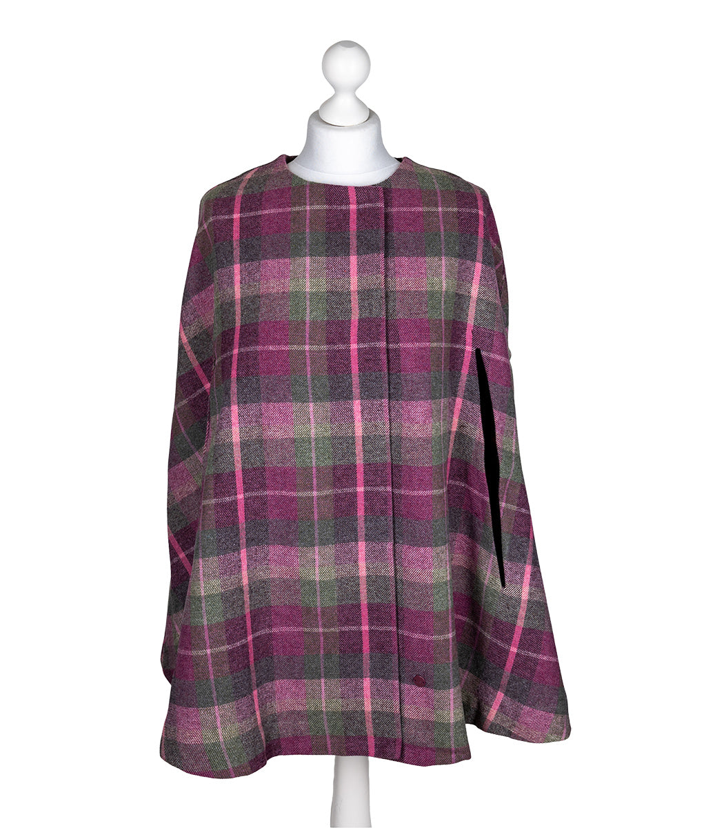 Earth Squared Berry Tweed Wrap on a mannequin against a white background