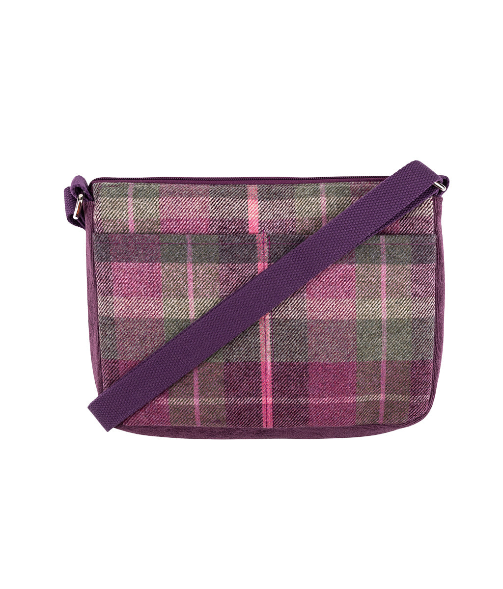 Earth Squared Berry Tweed Highland Cow Messenger Bag