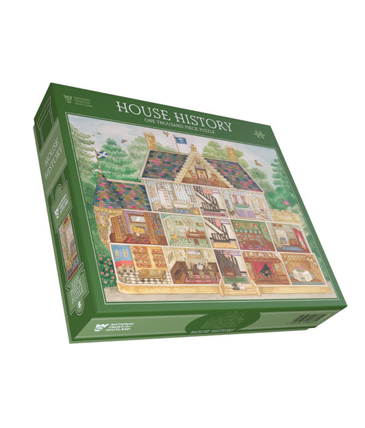 Jigsaw puzzle box titled 'House History' on a white background