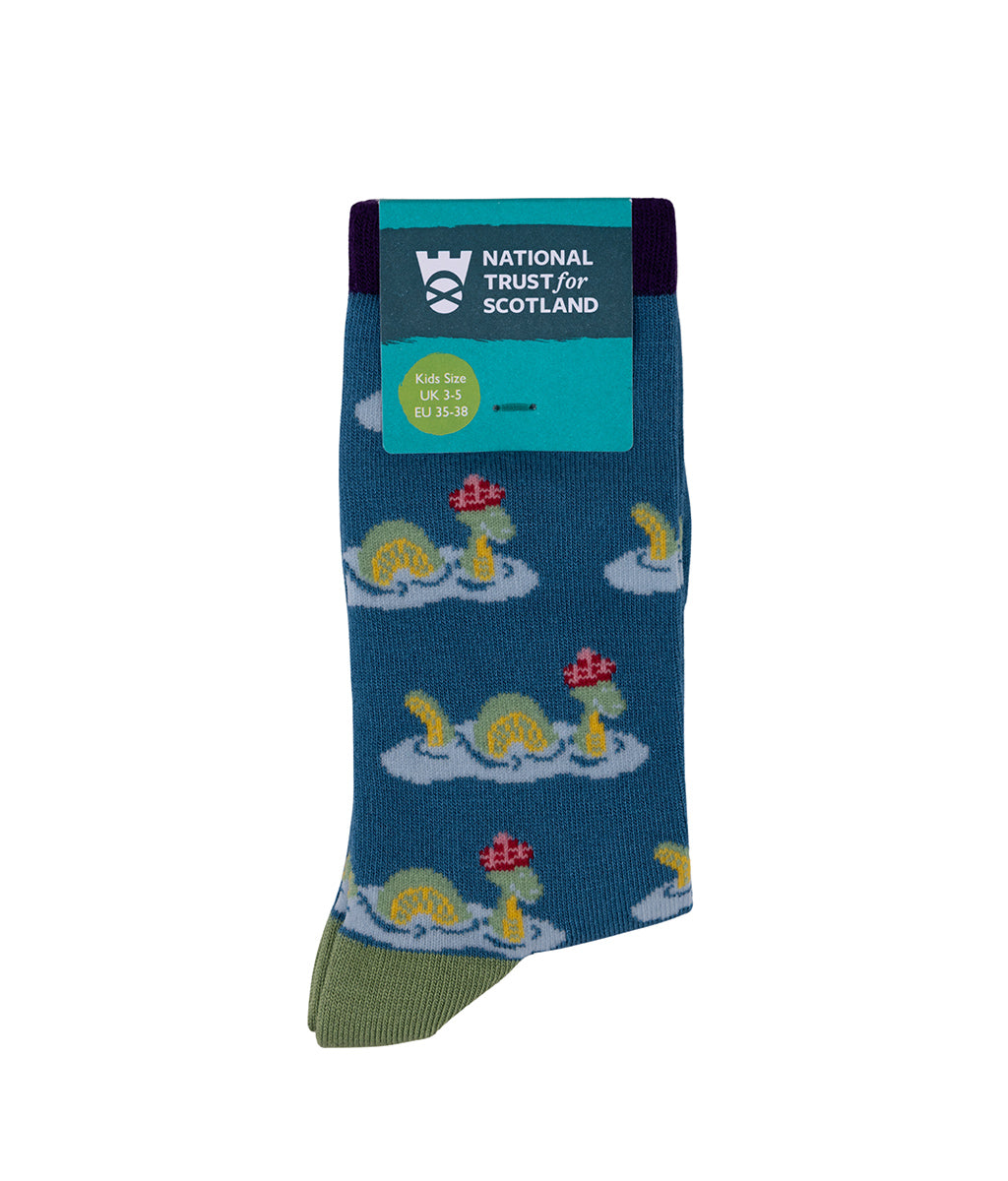 Kids Bamboo Socks With Nessie Pattern - Loch Ness monster
