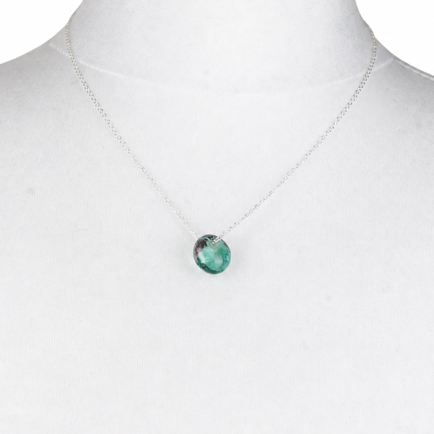 Recycled Whisky Bottle Opal Glass and Palladium Pendant on Sterling Silver Chain.