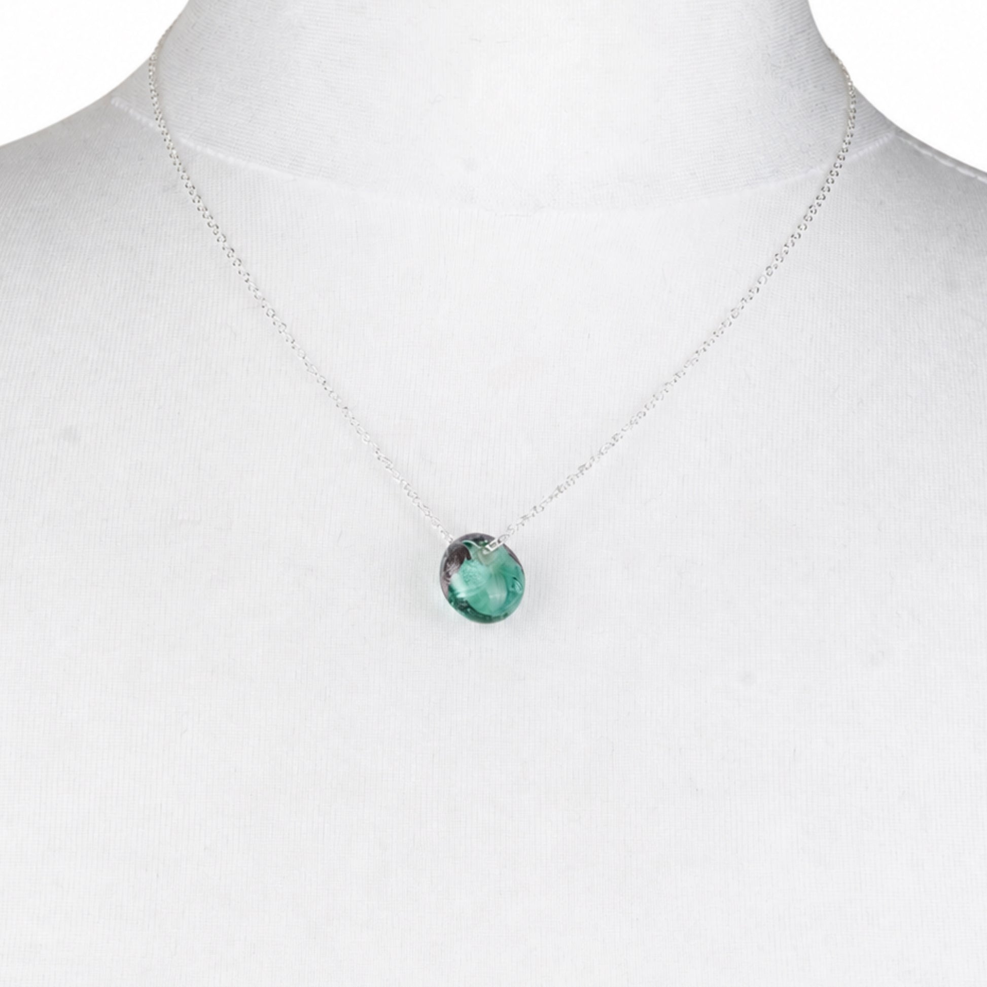 Recycled Whisky Bottle Opal Glass and Palladium Pendant on Sterling Silver Chain.