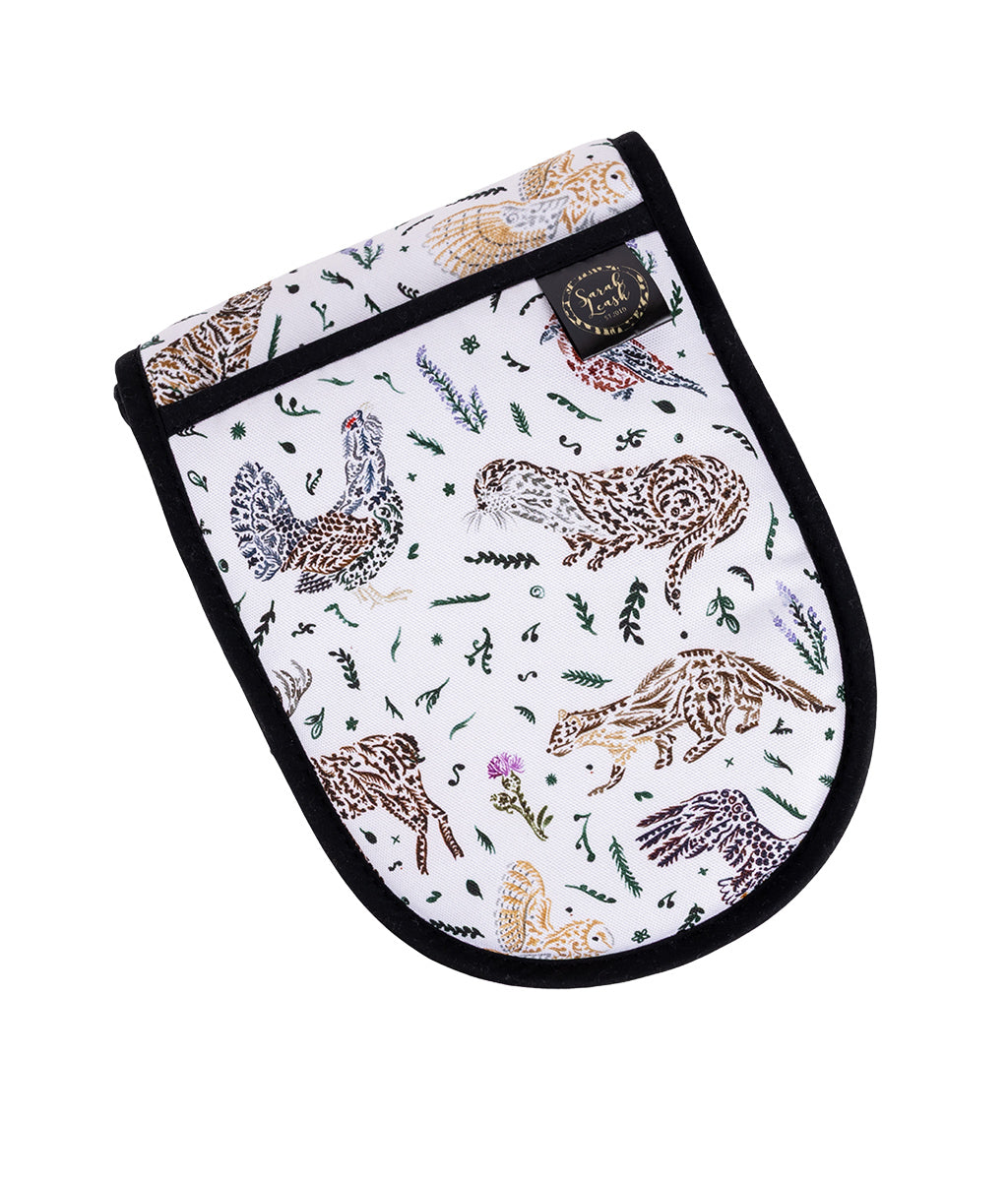 Scottish Wildlife Oven Gloves by Sarak Leask folded up