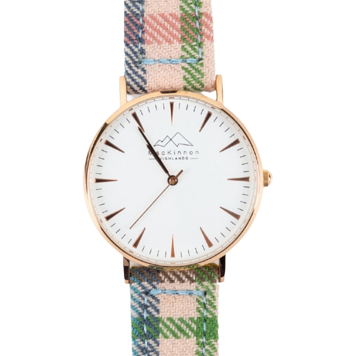 MacKinnon Watches Pink Castle Tartan Strap on a white background
