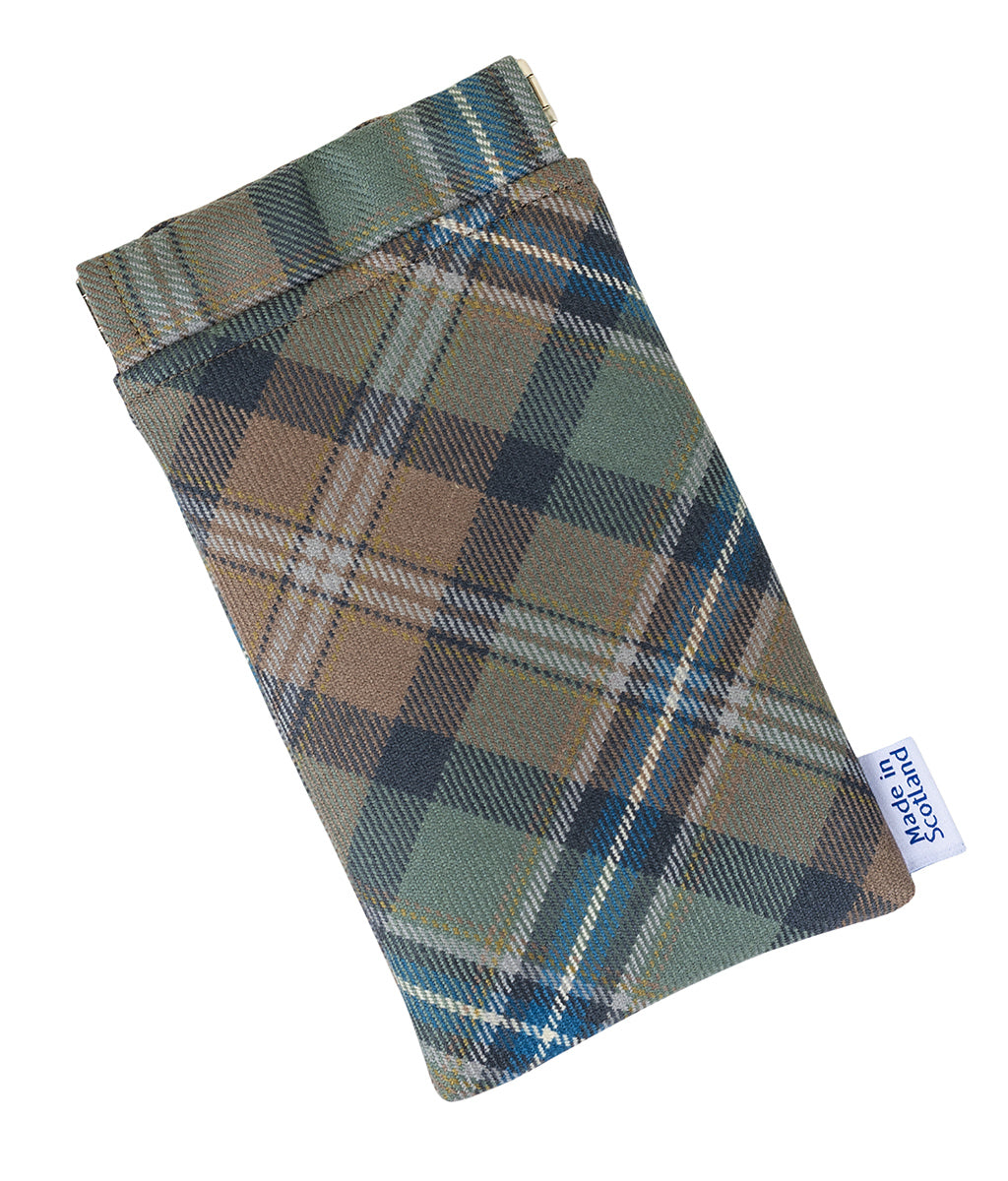 Spirit of Culloden Tartan Glasses Case exclusive to the  National Trust for Scotland on a white background