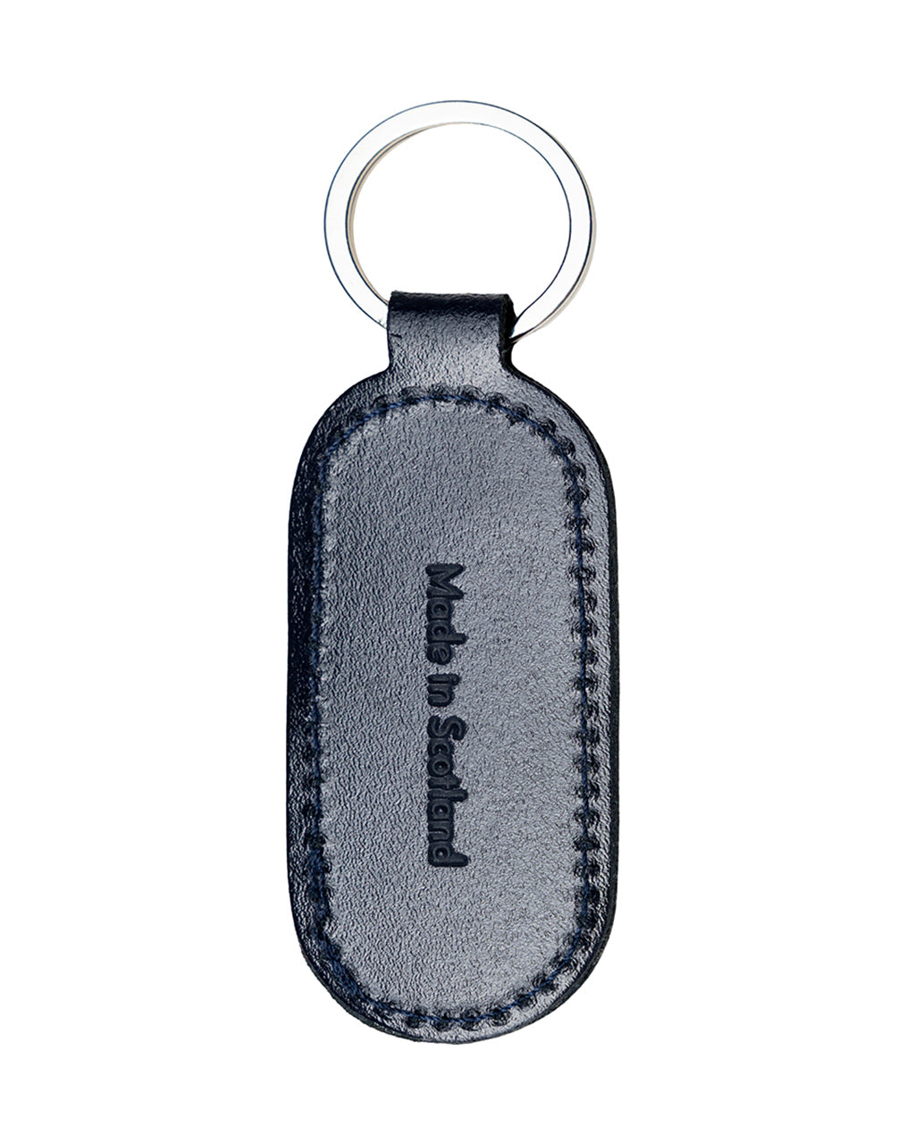 Spirit of Culloden Tartan Keyring reverse side in stiched black leather