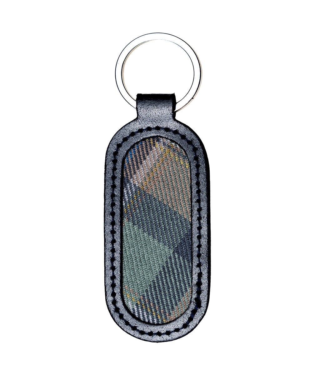 Spirit of Culloden Tartan Keyring with stiched black leather outer