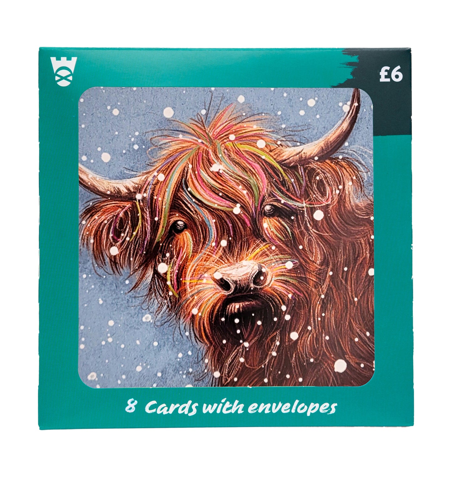 Highland Cow Christmas Cards Pack of 8