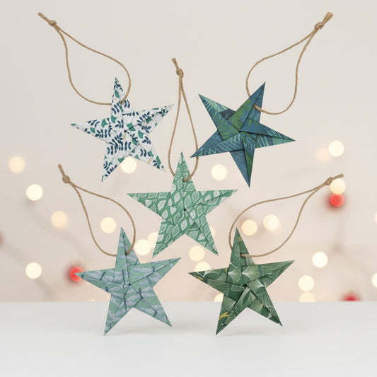 Plant Green Inspired Origami Hanging Paper Star Decorations
