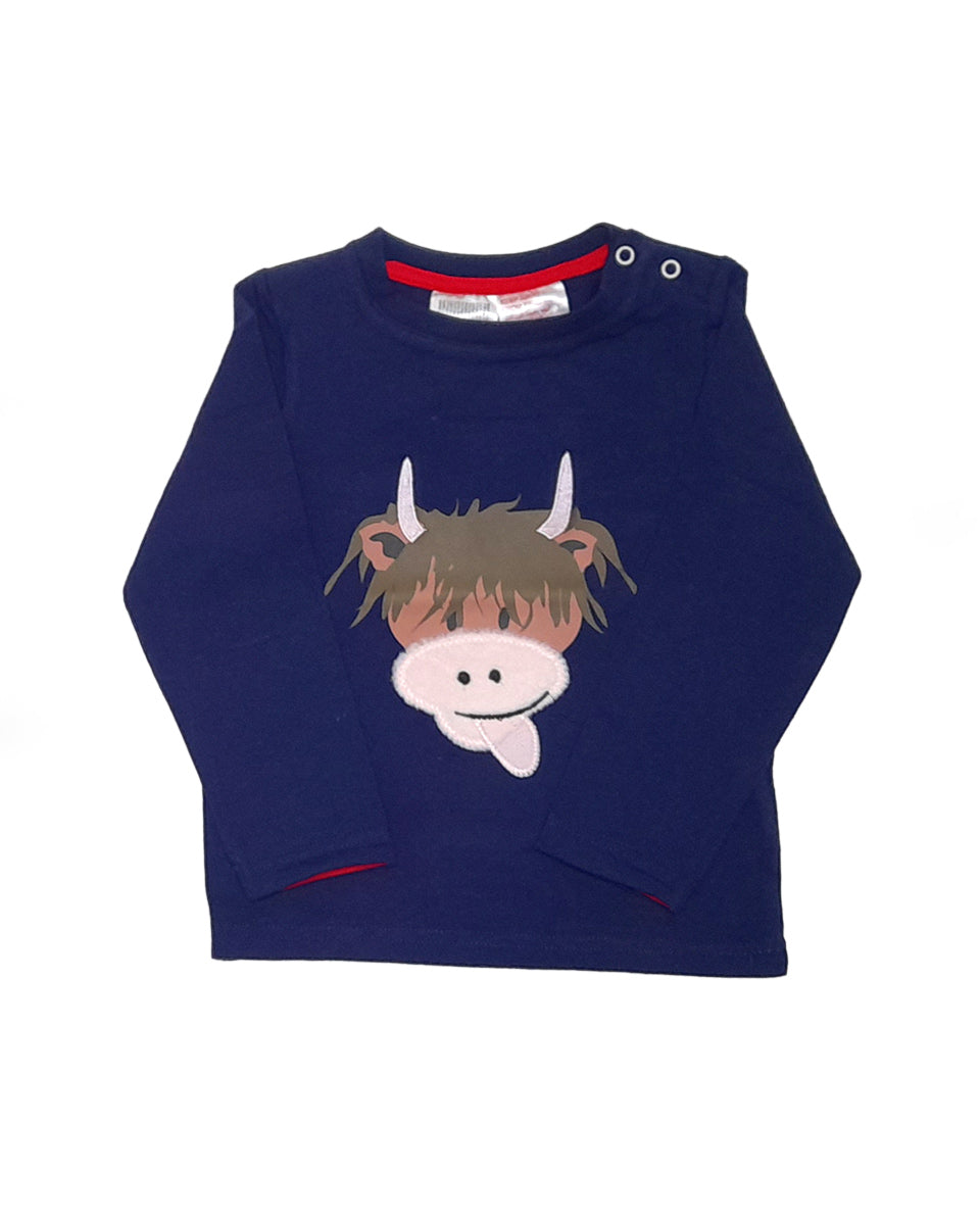 Highland Cow Navy Blue Top - Blade & Rose