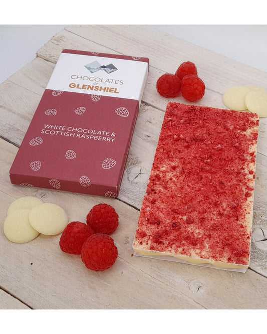 Chocolates of Glenshiel Raspberry & White Chocolate Bar