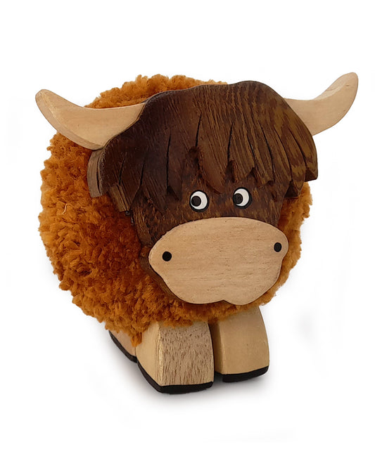 Highland Cow Pom Pom Figurine