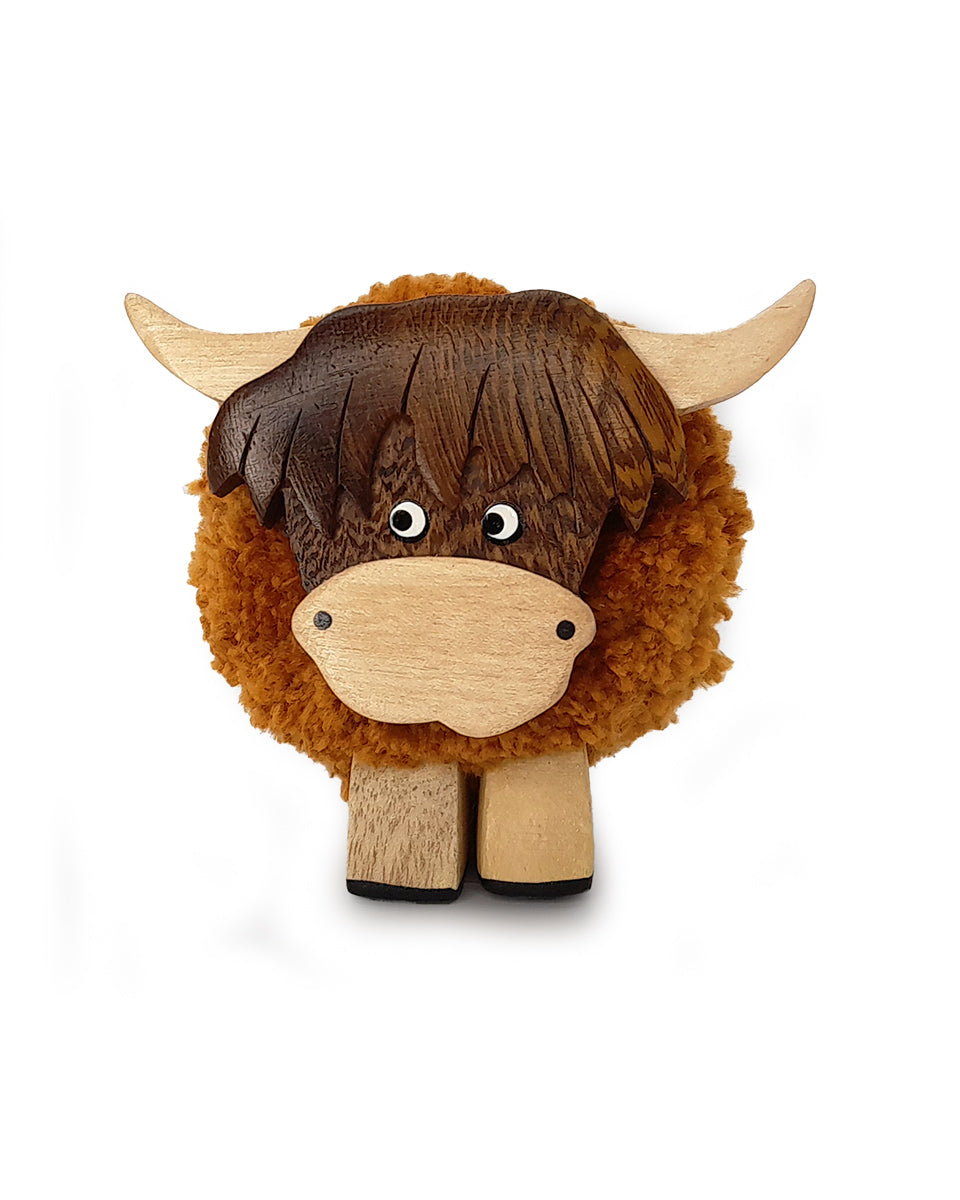 Highland Cow Pom Pom Figurine