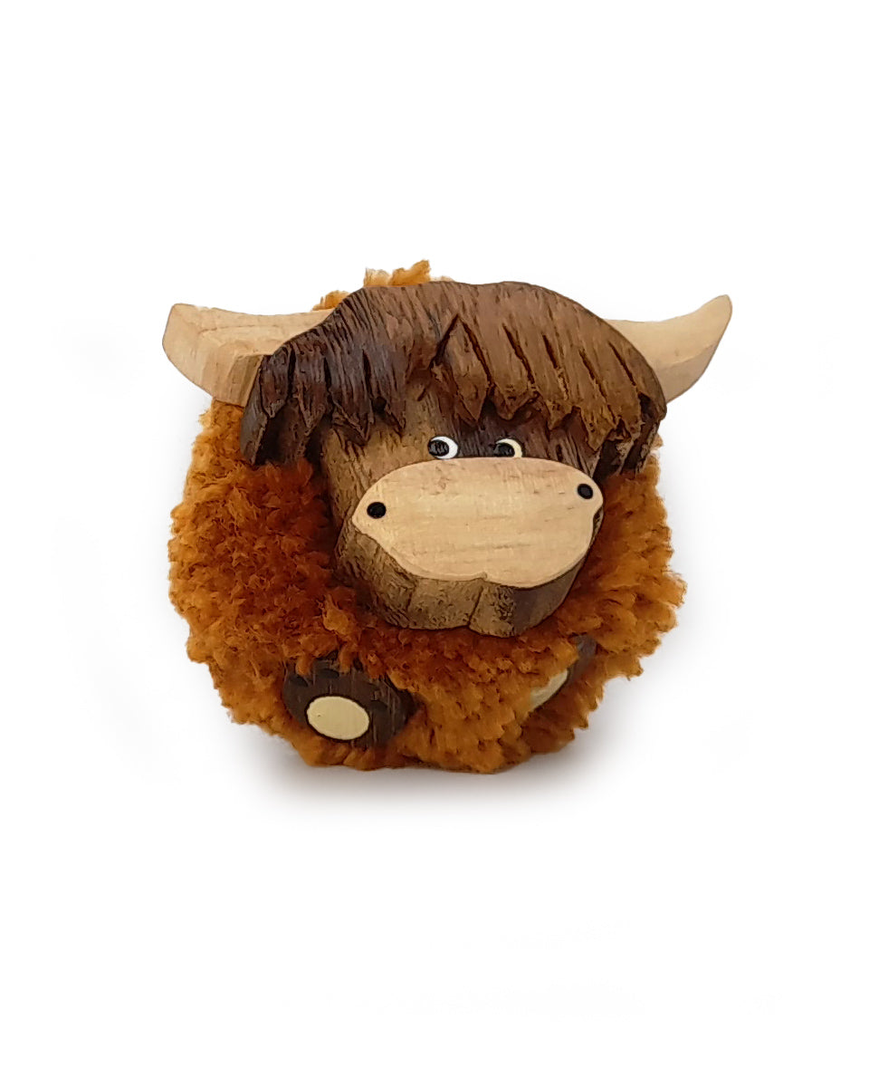 Highland Cow Pom Pom Fridge Magnet