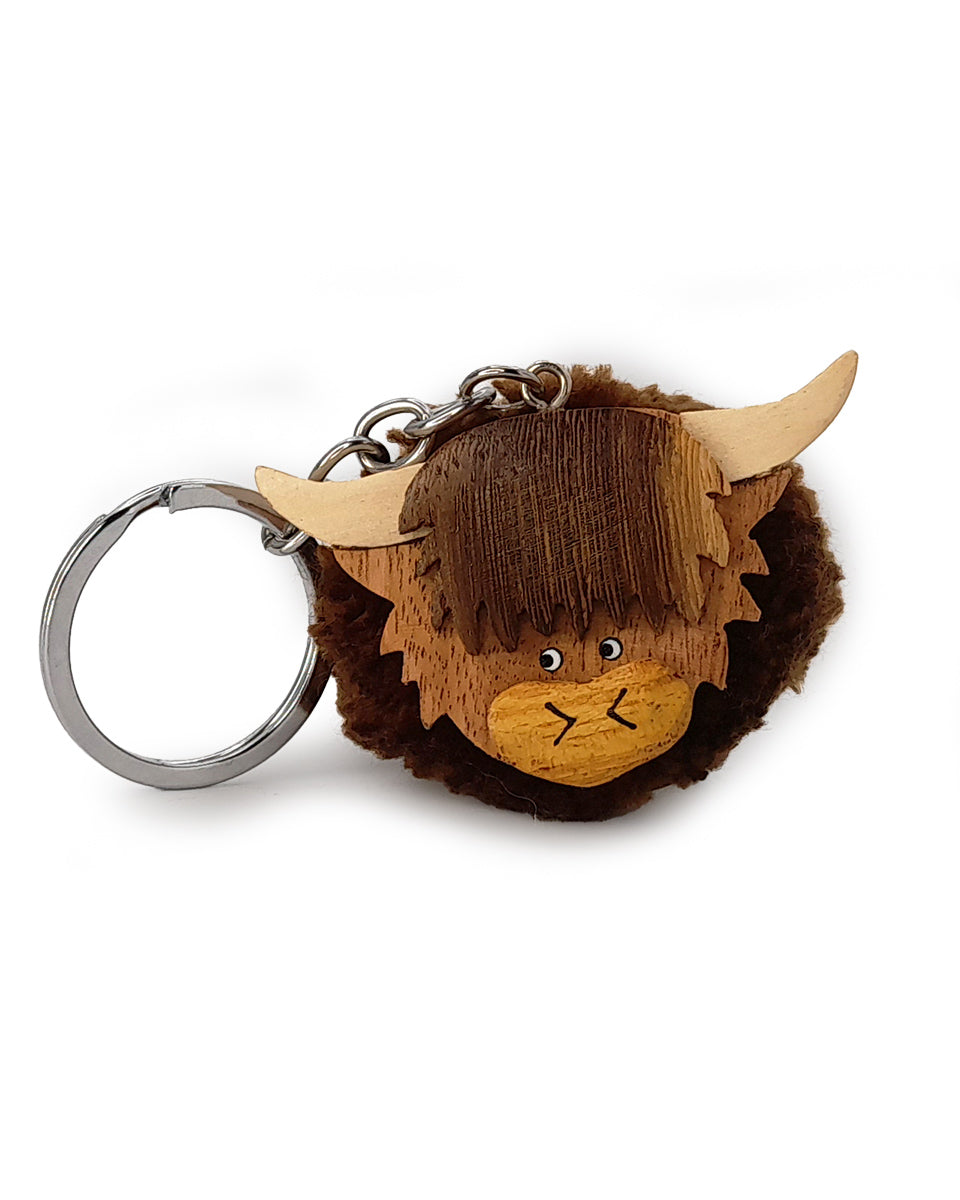 Highland Cow Pom Pom Keyring