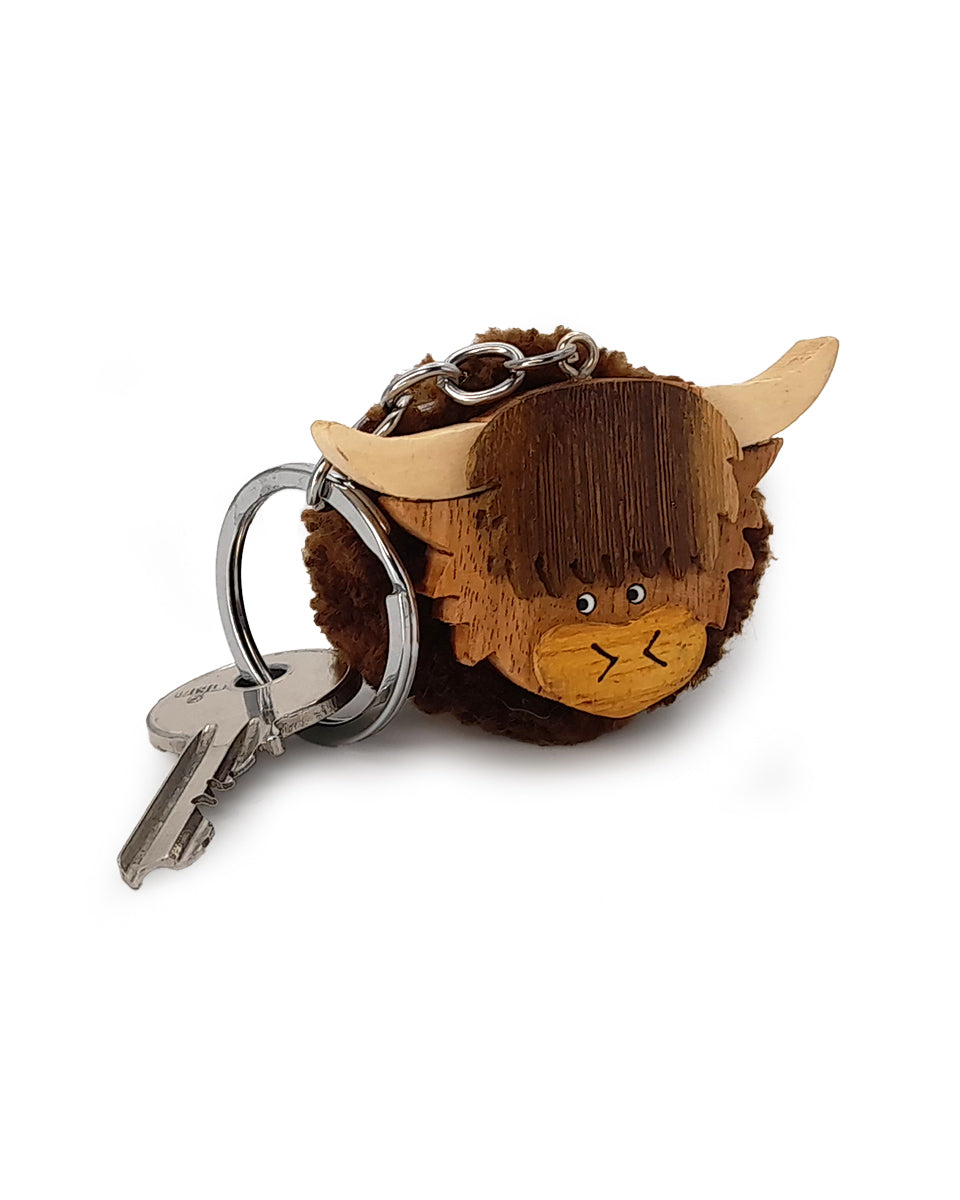 Highland Cow Pom Pom Keyring