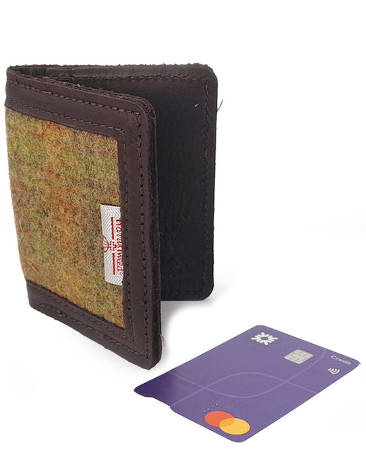 Sand Brown Plaid Harris Tweed and Deerskin Leather Wallet