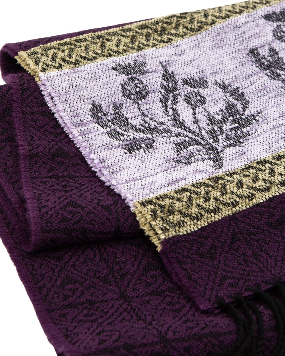 100% New Wool Cotswold Celtic Cosplay Shawl 78x54 PURPLE PLAID SHAWL with newest Twisted tassel edge Cosplay Cape