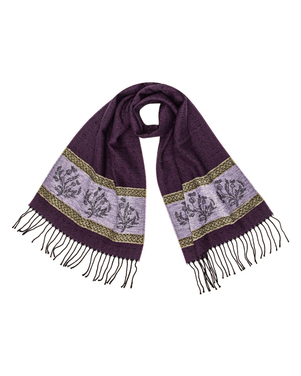 Celtic Scarf in Purple with Thistle Design