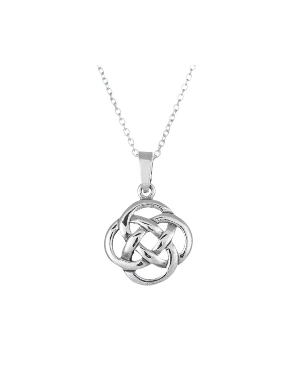 Sterling Silver Round Celtic Knot Pendant Necklace