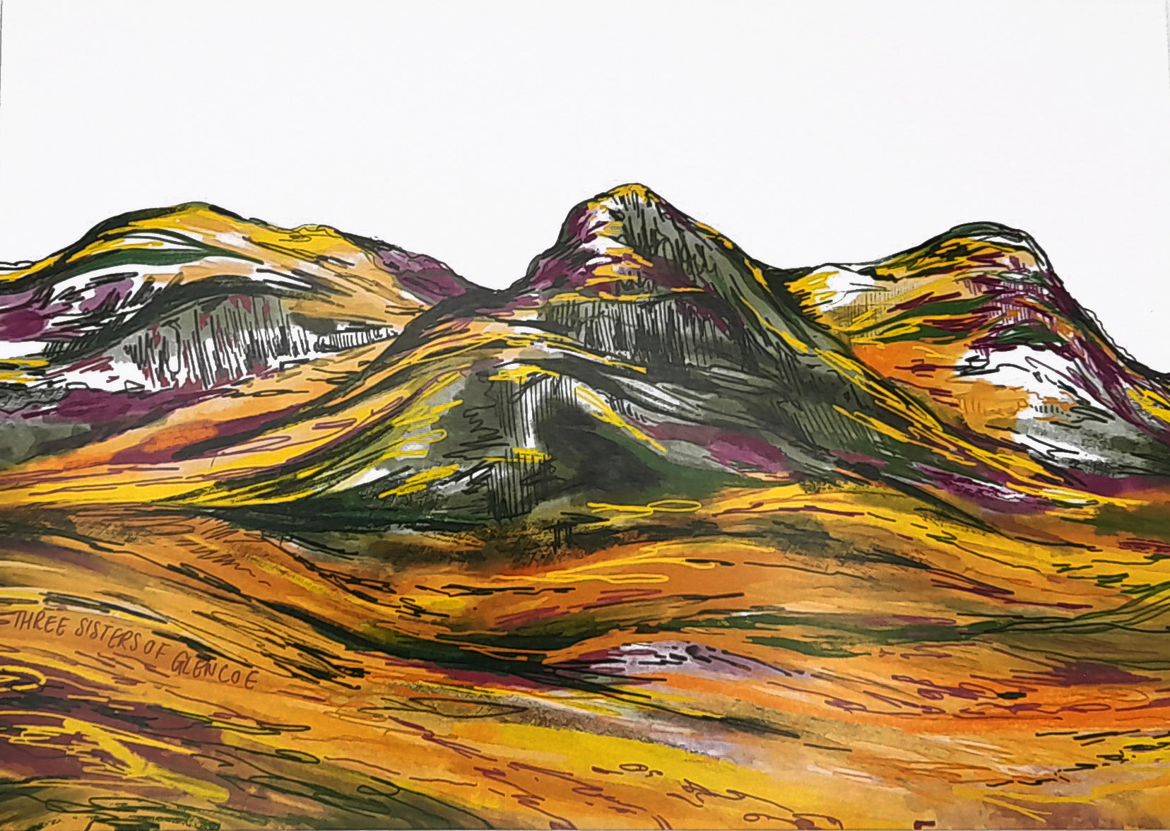 Glencoe Three Sisters A5 Print