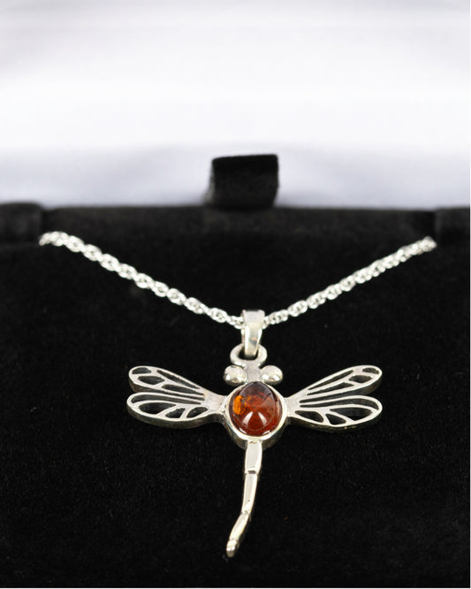 Outlander Inspired Amber Dragonfly Pendant