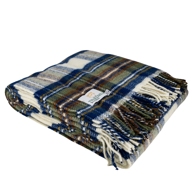 muted blue dress stewart Pure New Wool Throw in Stewart Muted Blue Dress Tartan
