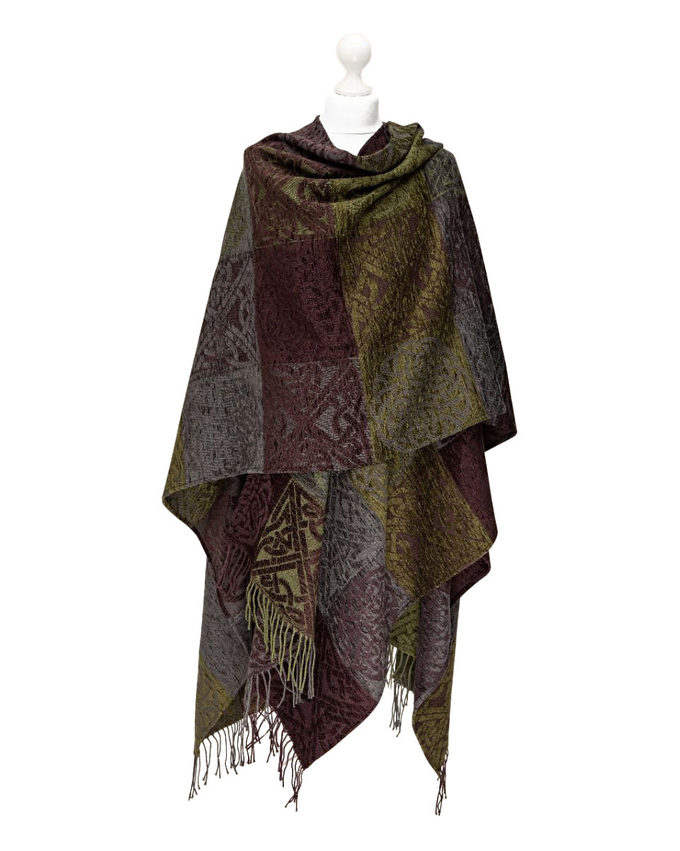 Celtic Ruana Wrap in Purple & Green