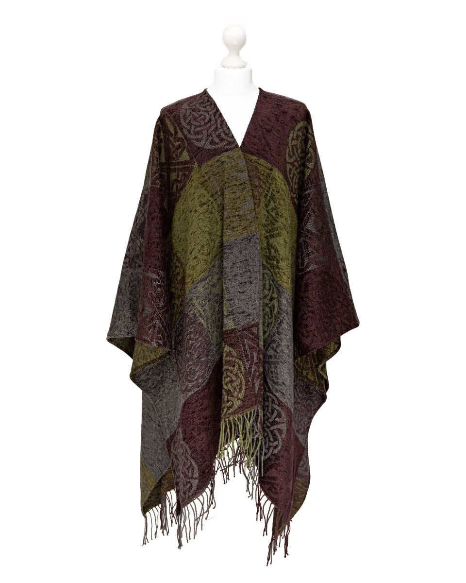 Celtic Ruana Wrap in Purple & Green