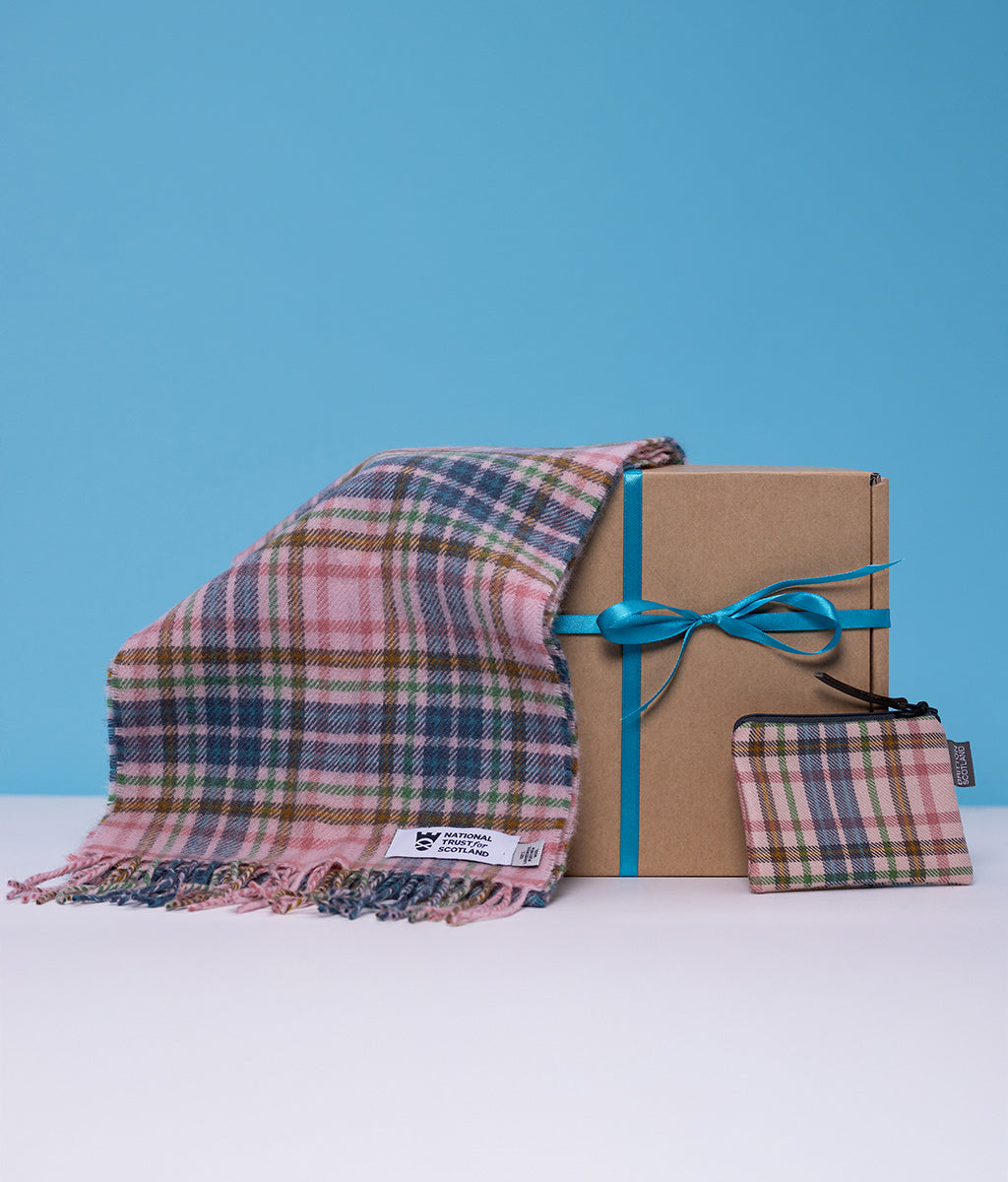 Pink Castle Tartan Lambswool Scarf & Purse Gift Box